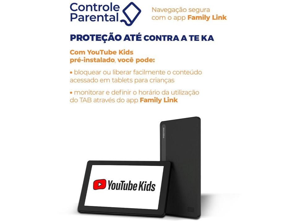 Tablet Infantil Positivo Vision Tab Moana com Capa e Bolsa 3GB RAM 64GB 7" Android 14 Go Wi-Fi - 9