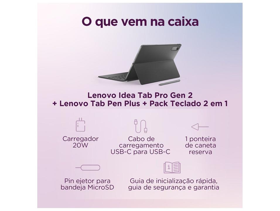 Tablet Lenovo Idea Tab Pro Gen 2 com Caneta e Capa com Teclado 8GB RAM 256GB 13" Android 16 Qualcomm Snapdragon 8s Wi-Fi - 6