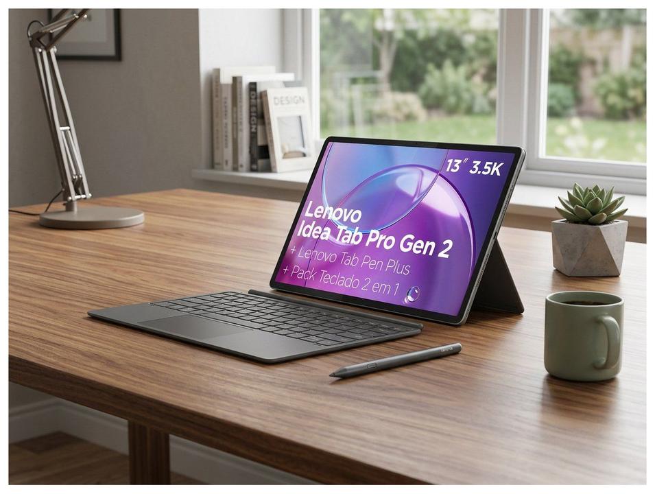 Tablet Lenovo Idea Tab Pro Gen 2 com Caneta e Capa com Teclado 8GB RAM 256GB 13" Android 16 Qualcomm Snapdragon 8s Wi-Fi - 7