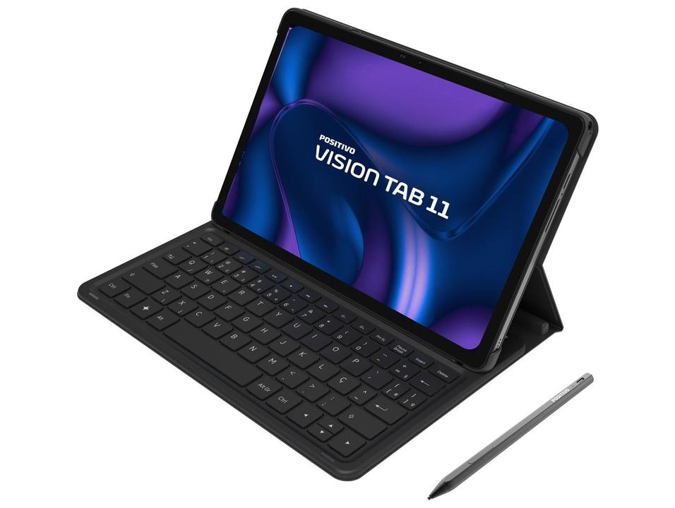 Tablet Positivo Vision Tab com Caneta e Capa com Teclado 4GB RAM 128GB 11" Android 16 UniSOC T606 Octa-Core Wi-Fi 4G - 7