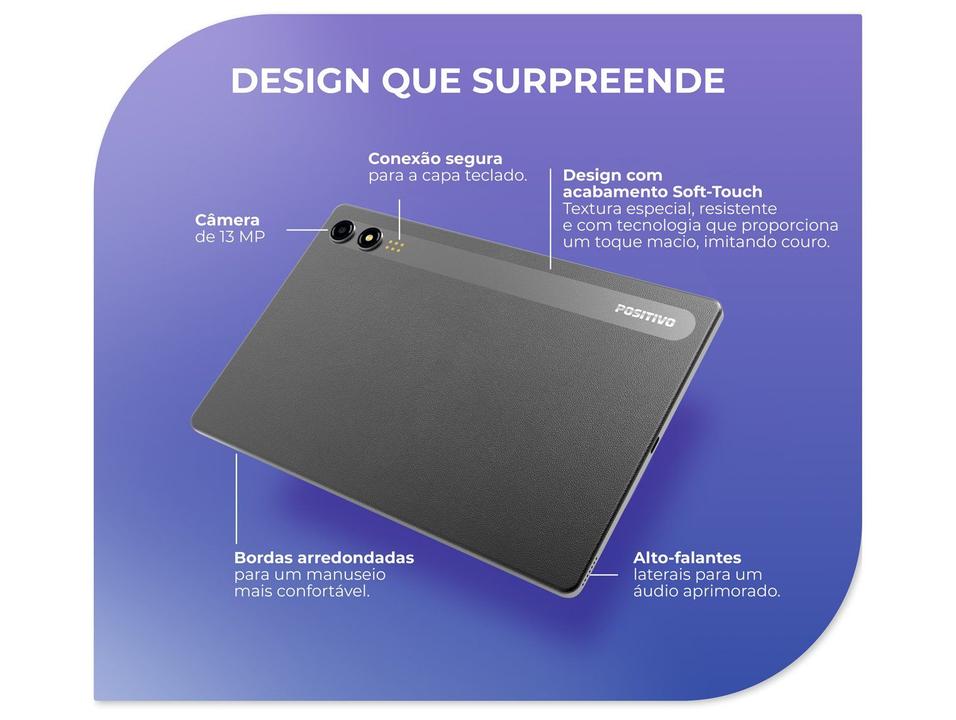 Tablet Positivo Vision Tab com Caneta e Capa com Teclado 4GB RAM 128GB 11" Android 16 UniSOC T606 Octa-Core Wi-Fi 4G - 6