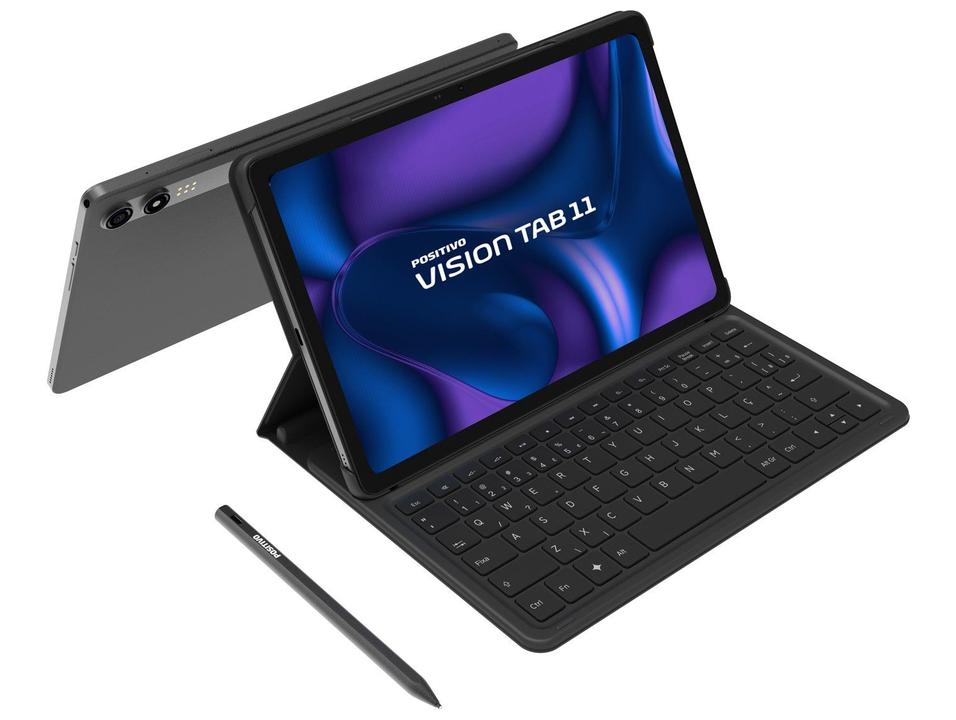 Tablet Positivo Vision Tab com Caneta e Capa com Teclado 4GB RAM 128GB 11" Android 16 UniSOC T606 Octa-Core Wi-Fi 4G - 9