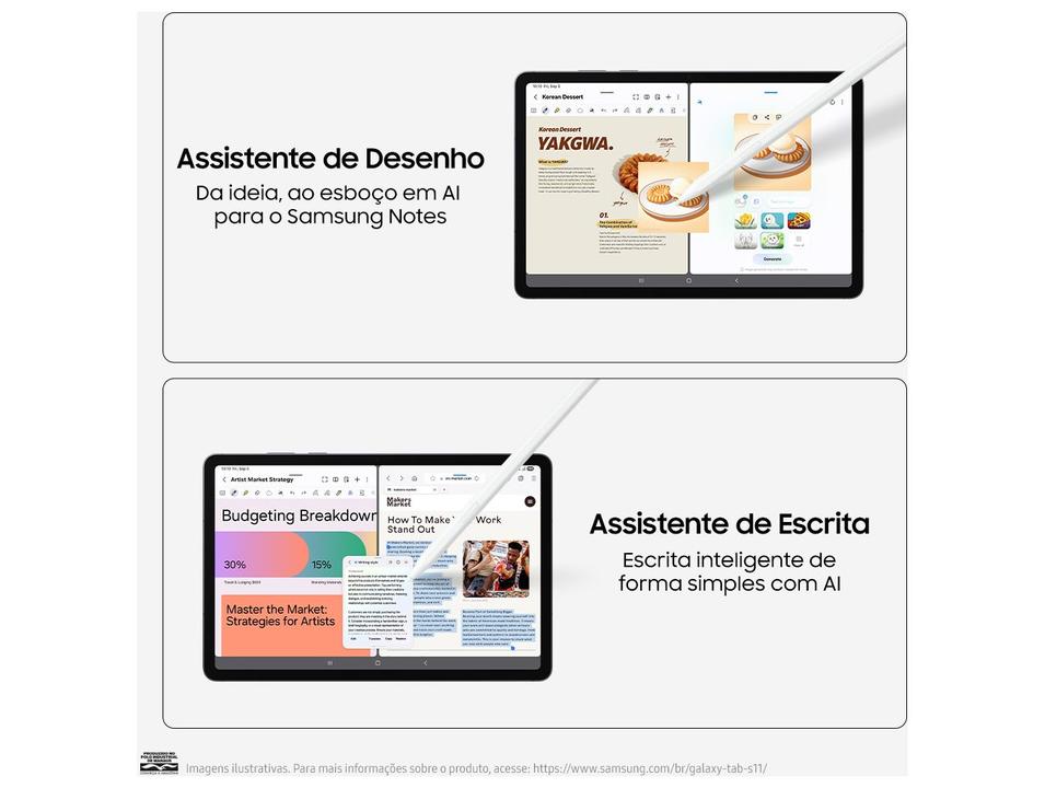 Tablet Samsung Galaxy TAB S11 com Caneta S Pen 12GB RAM 256GB 11" Android Dimensity 9400+ Wi-Fi - 3