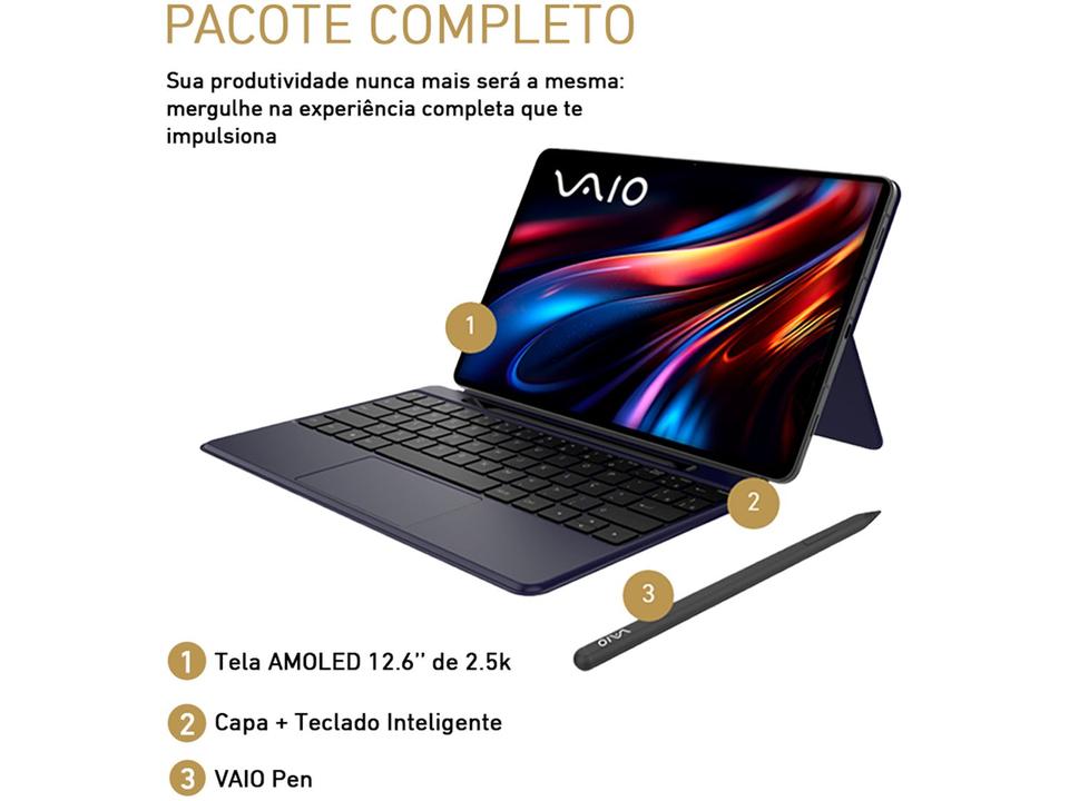 Tablet VAIO TL12 com Capa Teclado e Caneta 8GB RAM 256GB 12,6" AMOLED Android 15 Octa Core Wi-Fi 5G - 1