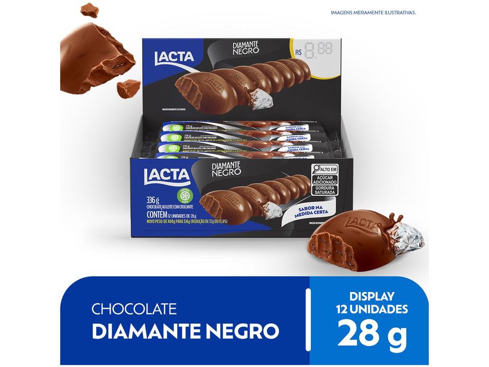 Tablete de Chocolate Diamante Negro ao Leite 28g Display com 12 Unidades Lacta - 1