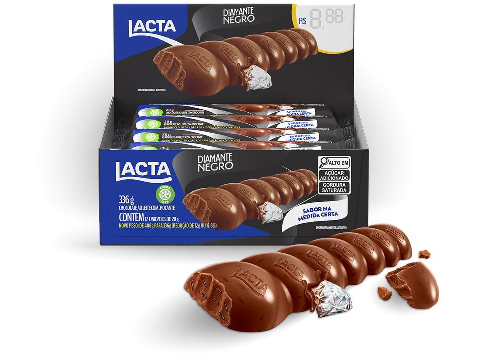 Tablete de Chocolate Diamante Negro ao Leite 28g Display com 12 Unidades Lacta - 3