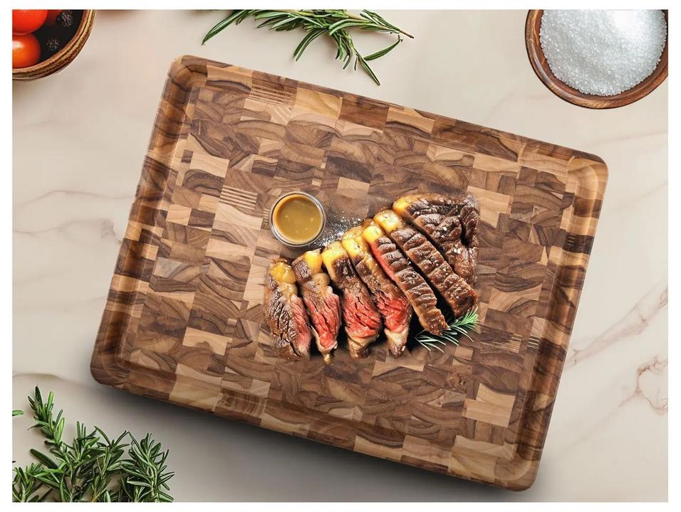 Tábua para Churrasco de Madeira Retangular Tramontina Teca 45x34cm - 1