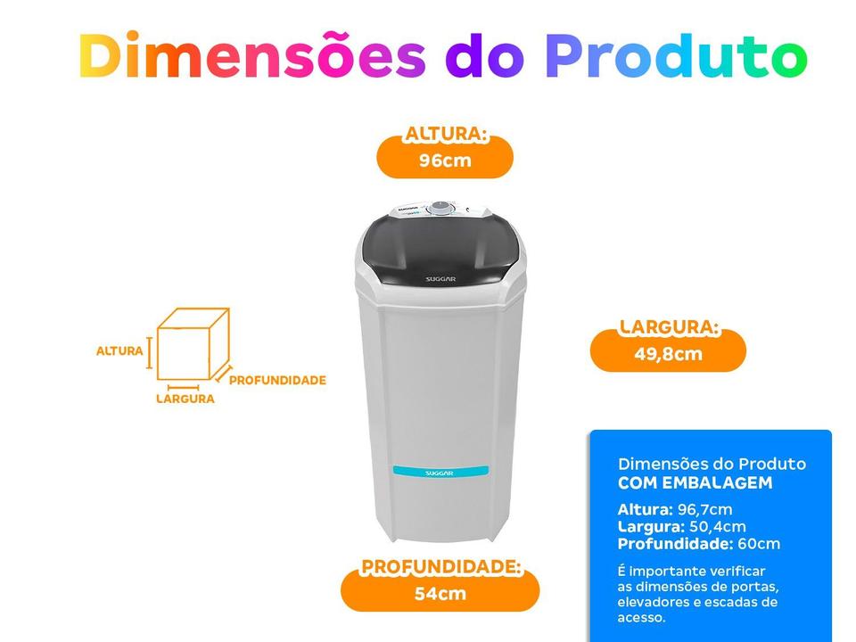 Tanquinho de Lavar Roupas Suggar 15Kg Eco LE1521BR - 6