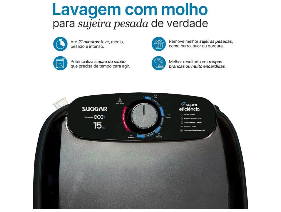 Tanquinho de Lavar Roupas Suggar 15kg Lavamax Eco - 3