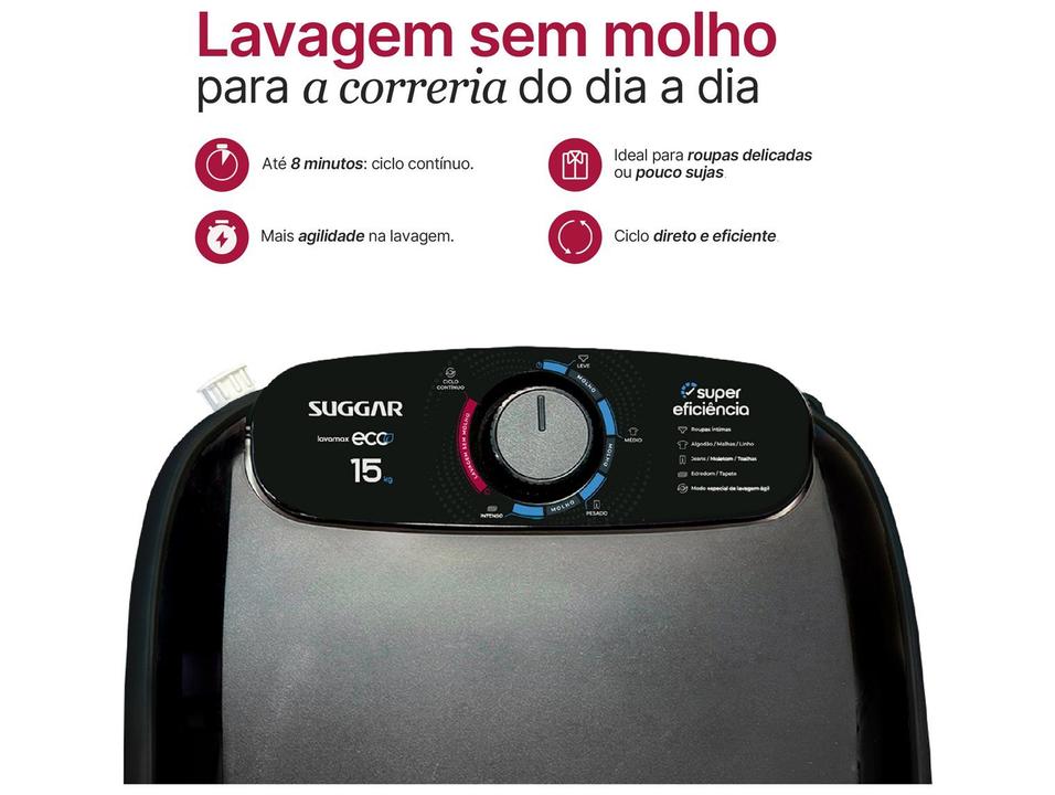 Tanquinho de Lavar Roupas Suggar 15kg Lavamax Eco - 4