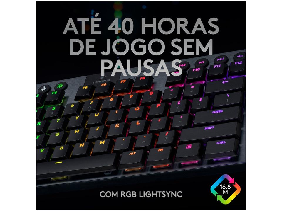 Teclado Mecânico Gamer sem Fio Logitech RGB Preto G915 TKL - 17