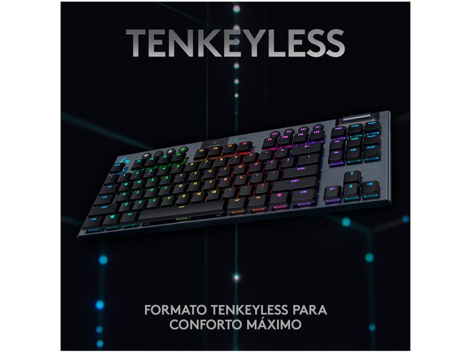 Teclado Mecânico Gamer sem Fio Logitech RGB Preto G915 TKL - 14