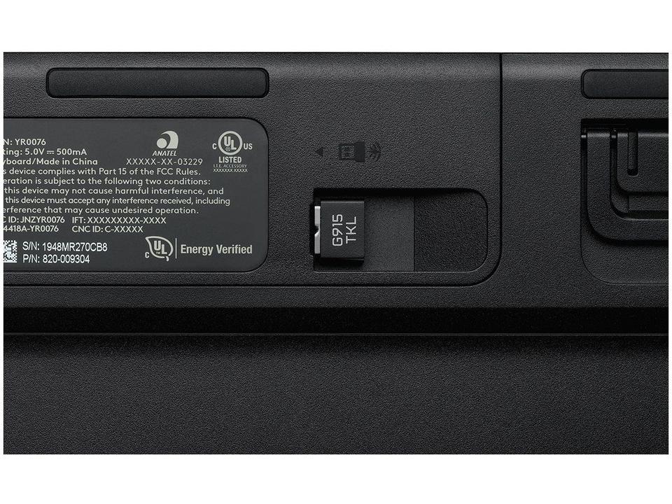 Teclado Mecânico Gamer sem Fio Logitech RGB Preto G915 TKL - 9