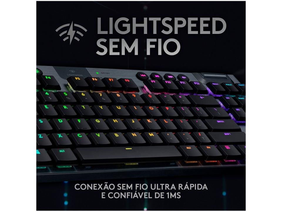 Teclado Mecânico Gamer sem Fio Logitech RGB Preto G915 TKL - 12
