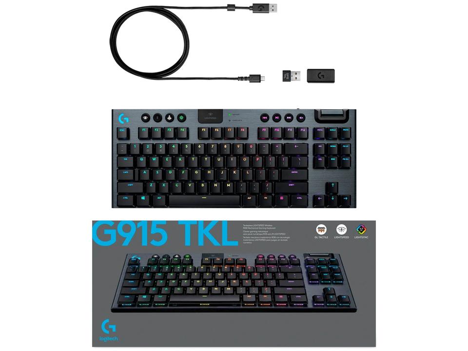 Teclado Mecânico Gamer sem Fio Logitech RGB Preto G915 TKL - 11