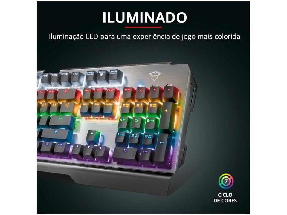 Teclado Mecânico Gamer USB Trust RGB Cinza GXT 877 Scarr - 6