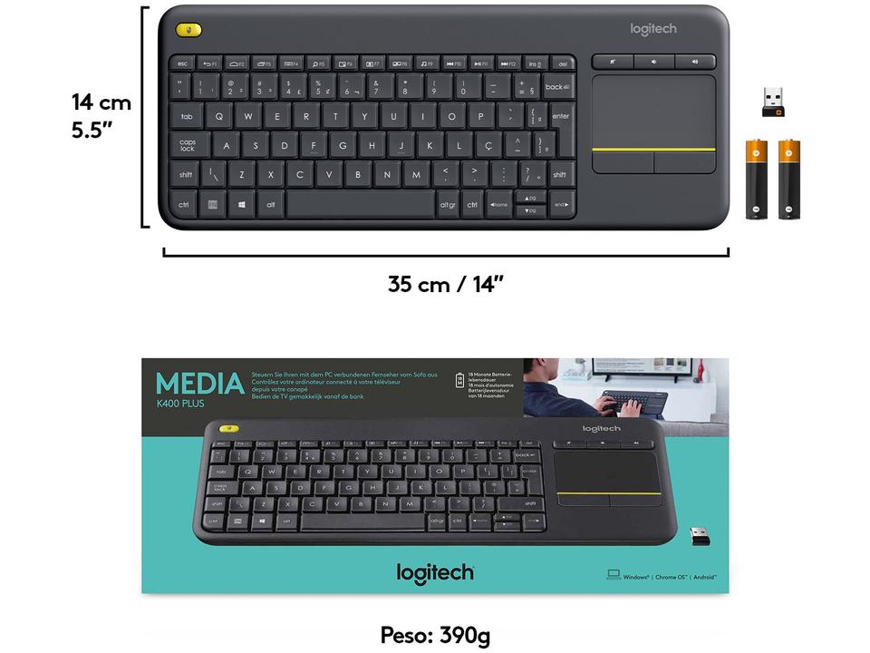 Teclado sem Fio com Touchpad Logitech ABNT2 - 11