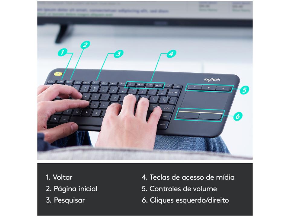 Teclado sem Fio com Touchpad Logitech ABNT2 - 9