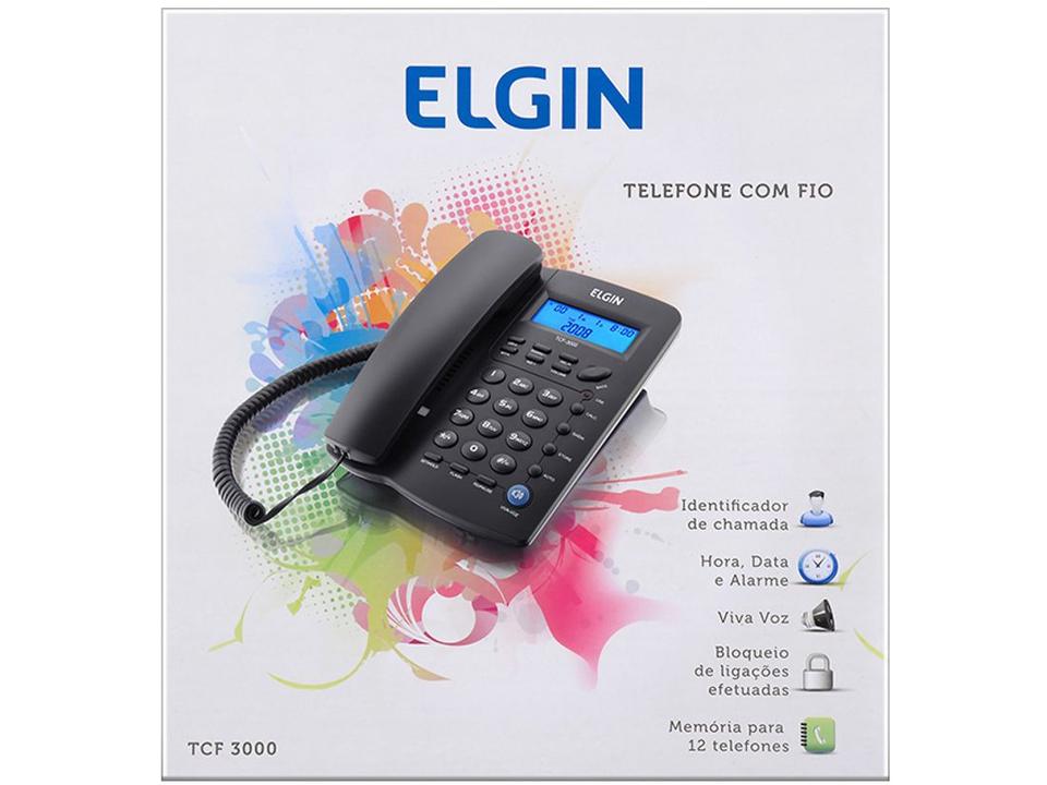 Telefone com Fio Elgin 42TCF3000 - Identificador de Chamada Viva Voz Chave Bloq. - 8