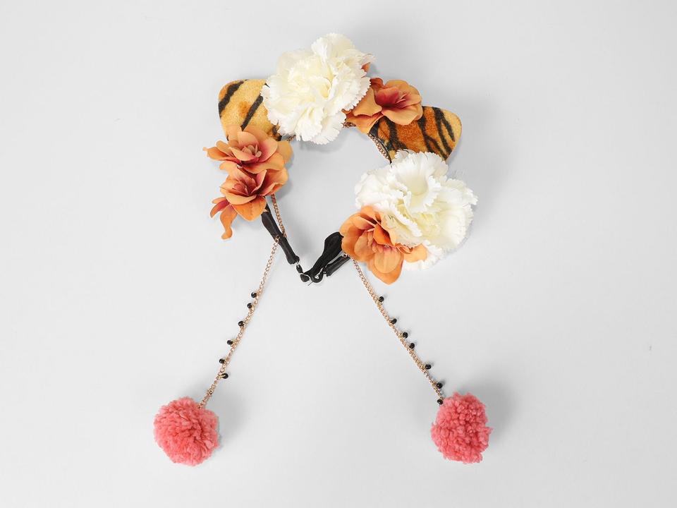 Tiara De Carnaval Vista Magalu Tigre C/ Flores Pompom - 2