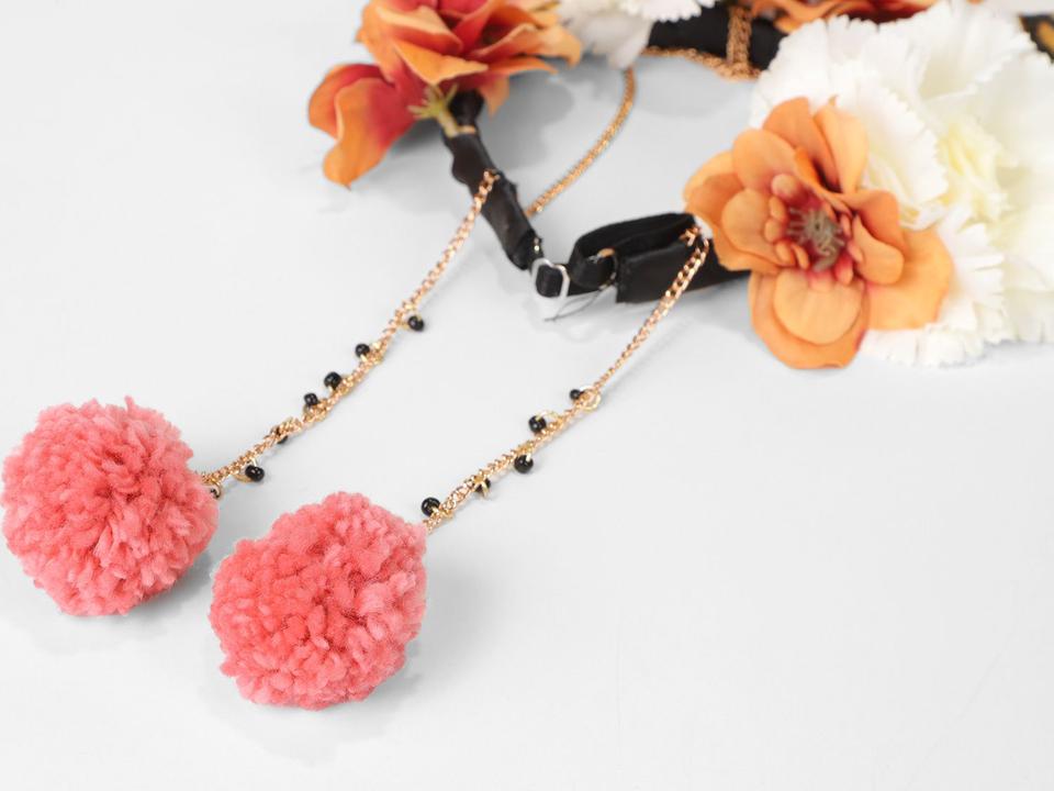 Tiara De Carnaval Vista Magalu Tigre C/ Flores Pompom - 3