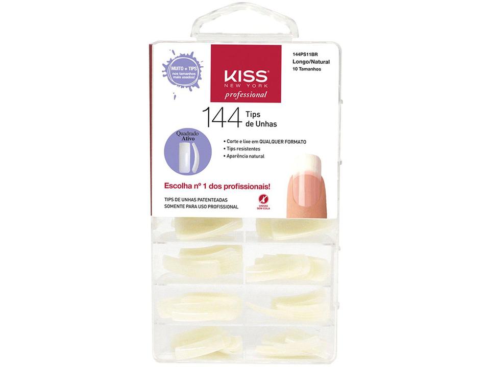 Tips de Unha Quadrado Kiss New York Natural - 144 Unidades