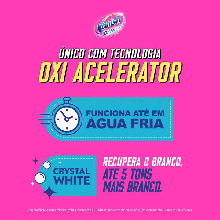 Tira Manchas em Pó Vanish Crystal White Oxi Action para Roupas Brancas 1kg Refil Econômico - 1