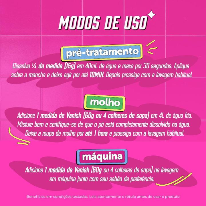 Tira Manchas em Pó Vanish Crystal White Oxi Action para Roupas Brancas 1kg Refil Econômico - 3