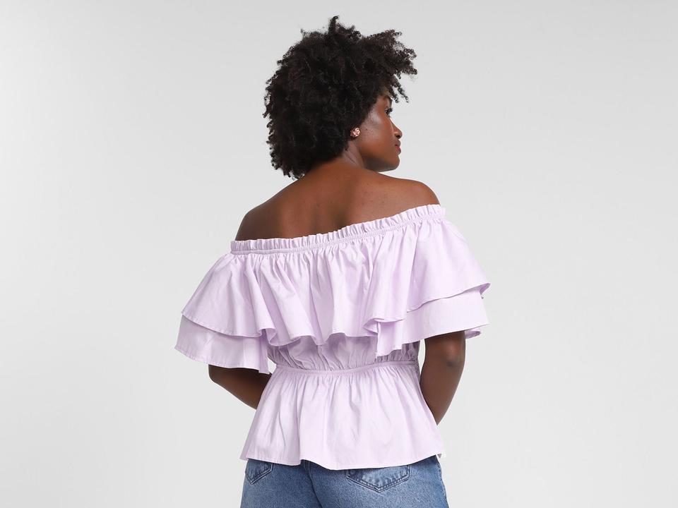 Top Cropped Vista Magalu Babado Tricoline - 1