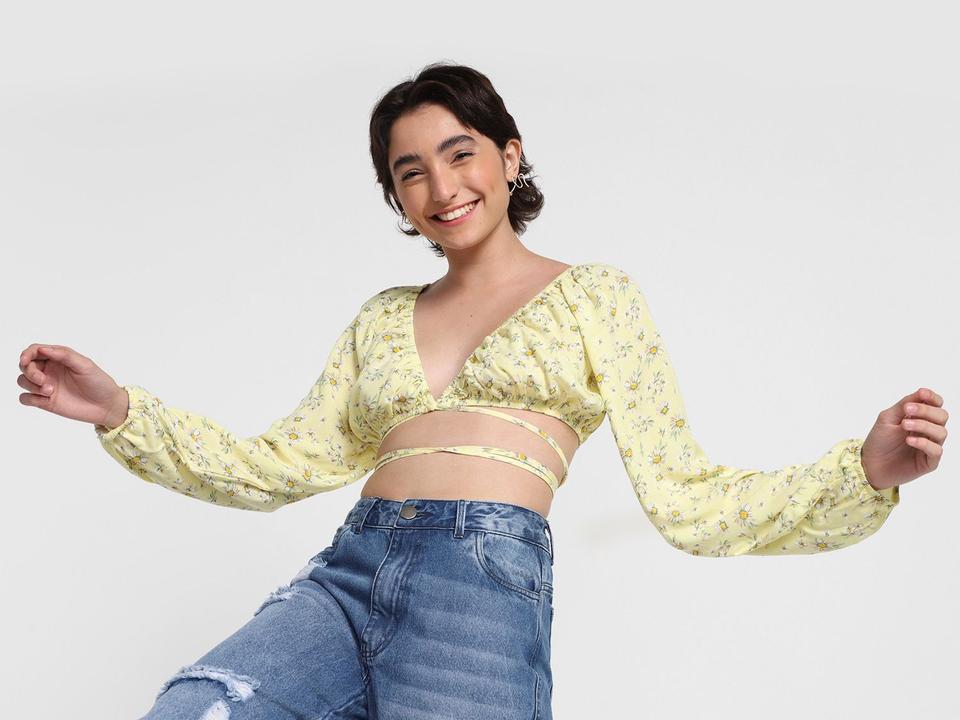 Top Cropped Vista Magalu Manga Longa Amarração - 2