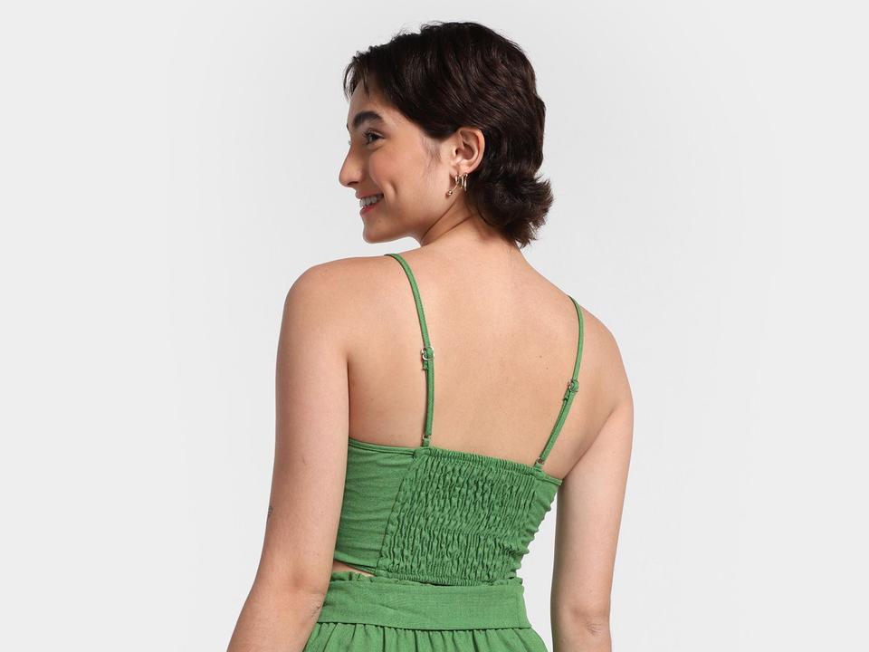 Top Cropped Vista Magalu Manihi Linho Royal - 1