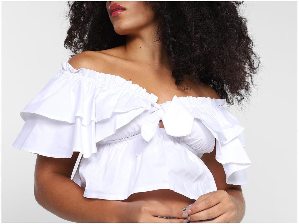 Top Ombro a Ombro Vista Magalu Babado Tricoline - 2