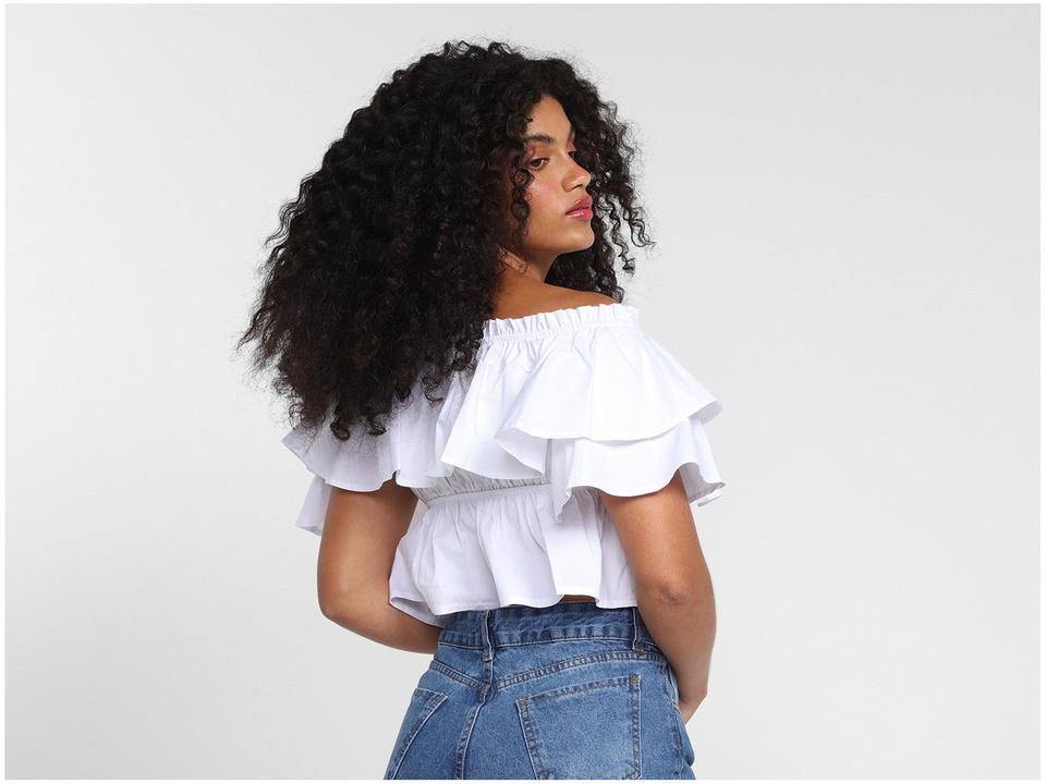 Top Ombro a Ombro Vista Magalu Babado Tricoline - 1