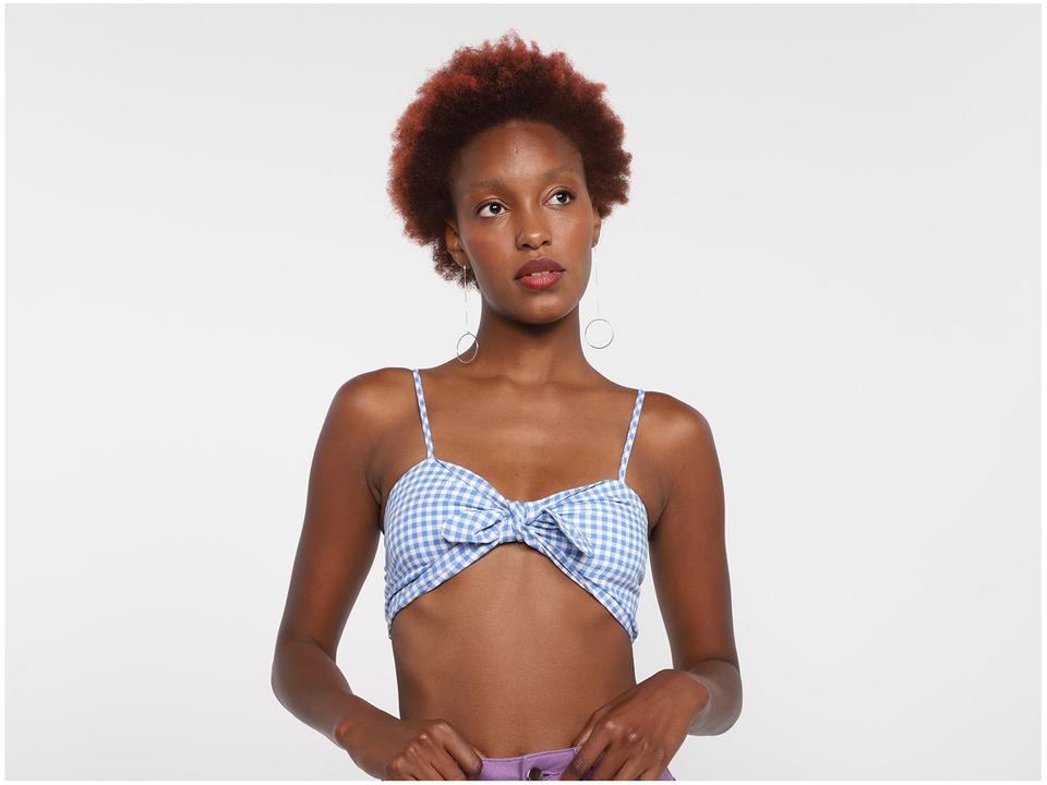 Top Vista Magalu Amarração Frontal Xadrez - 5