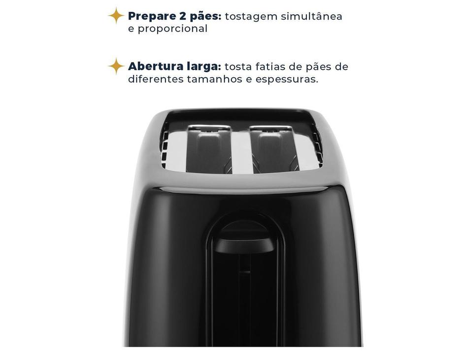 Torradeira Britânia Preta 2 Fatias 6 Níveis de Tostagem BTR05A Referência - 2