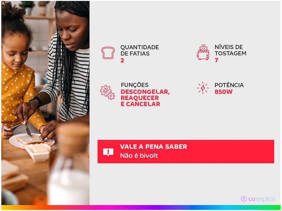 Torradeira Britânia Preta 2 Fatias 7 Níveis de - 1