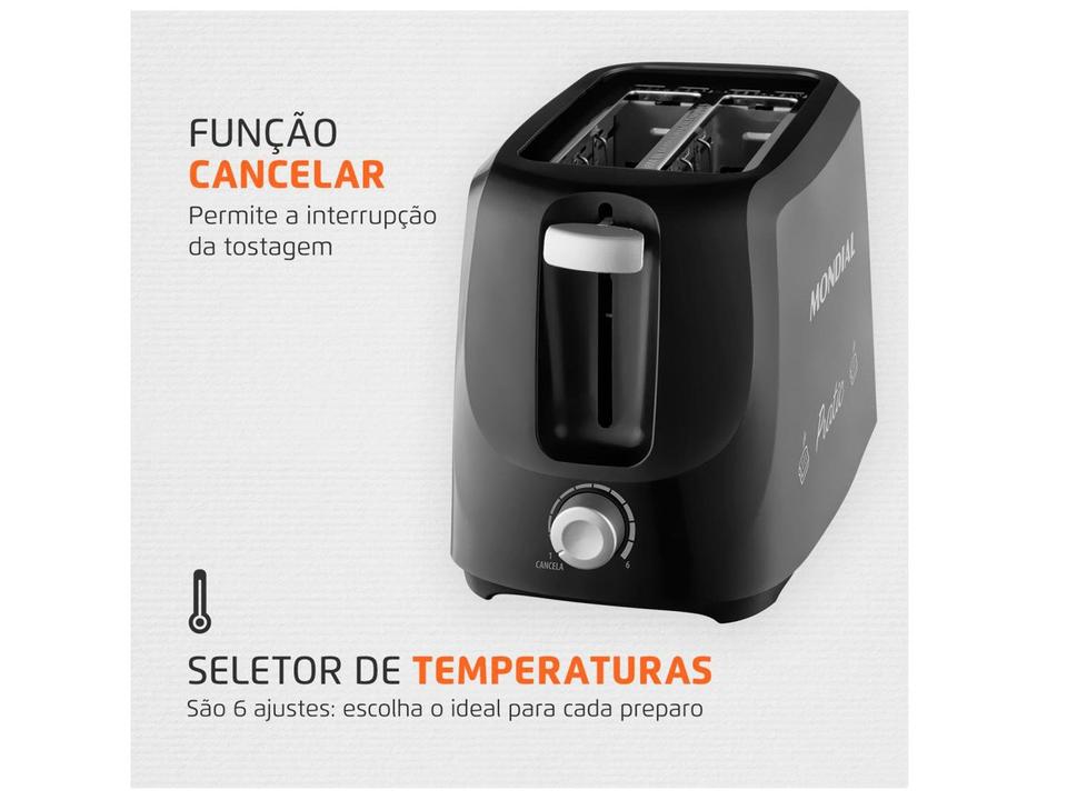 Torradeira Mondial Pratic T-18 Preto e Prata - 4