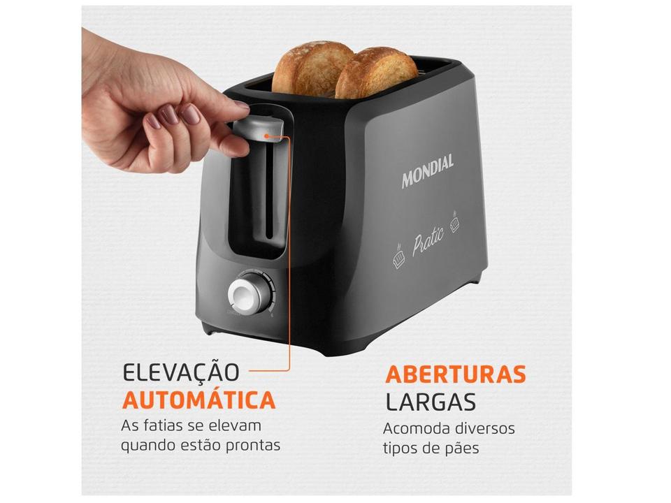 Torradeira Mondial Pratic T-18 Preto e Prata - 5