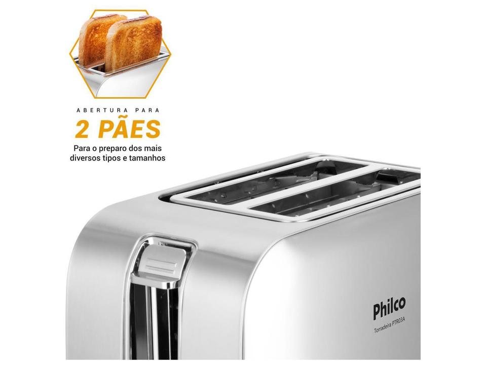Torradeira Philco Inox 2 Fatias 7 Níveis de Tostagem PTR03A 56201043 - 3