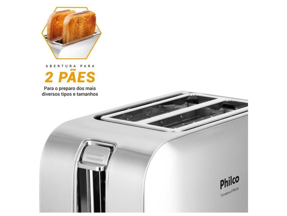 Torradeira Philco Inox 2 Fatias 7 Níveis de Tostagem PTR03A 56201043 - 3
