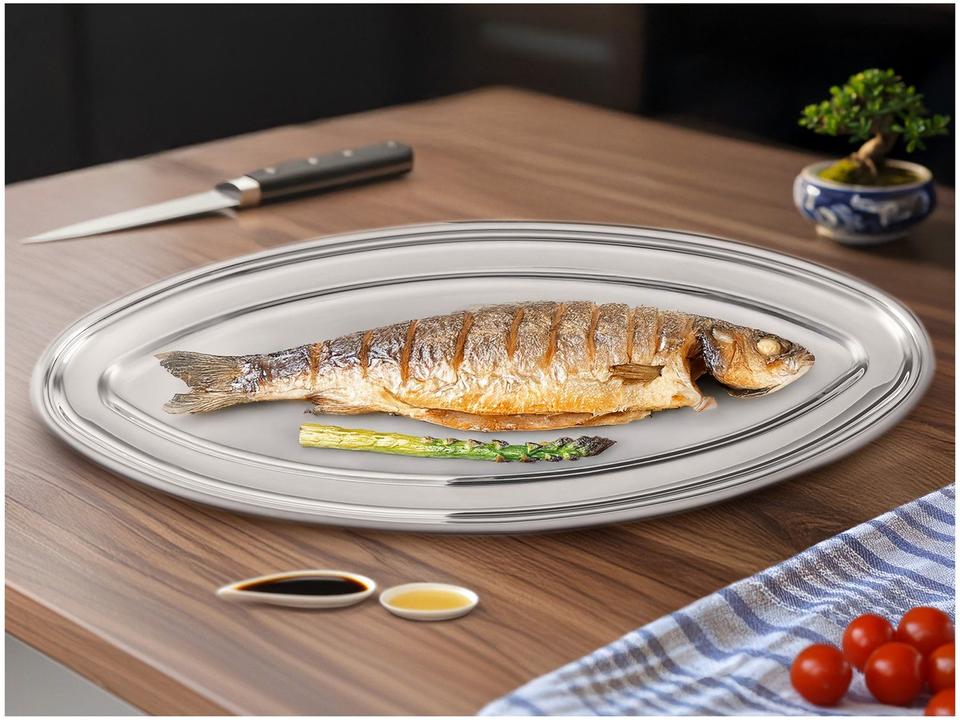 Travessa de Inox Oval 30,5x3x70cm Wolff Liso - 1