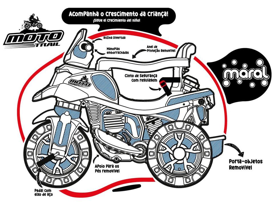 Triciclo Infantil de Pedal Moto Trail 3084 Maral - 8