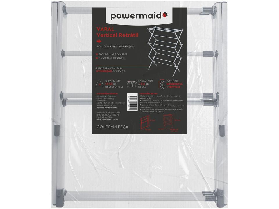 Varal de Chão Retrátil e Dobrável Powermaid 126069800001 - 3