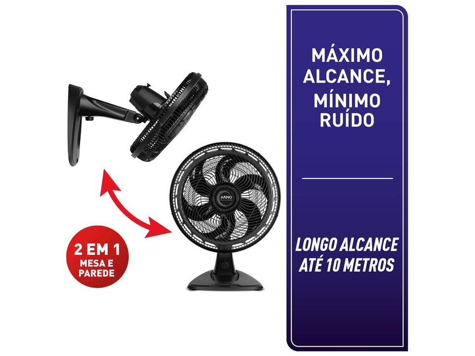 Ventilador 2 em 1 Arno X-Treme 6 VE60 40cm 6 Pás 3 Velocidades Preto 2720017911 - 2