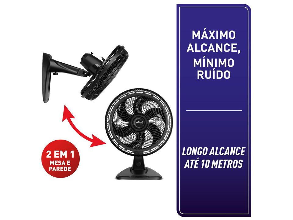 Ventilador 2 em 1 Arno X-Treme 6 VE60 40cm 6 Pás 3 Velocidades Preto 2720017912 - 2