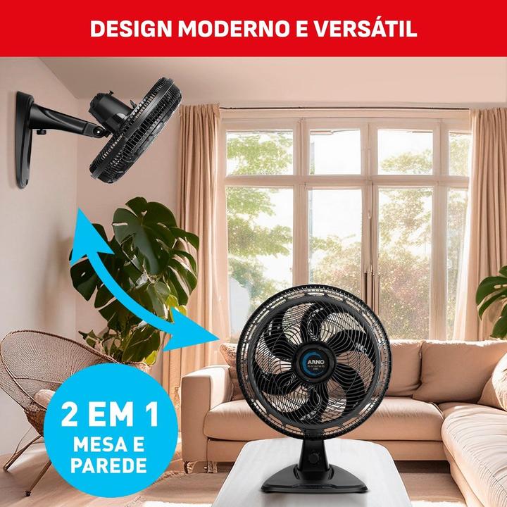 Ventilador 2 em 1 Arno X-Treme 6 VE60 40cm 6 Pás 3 Velocidades Preto 2720017912 - 7