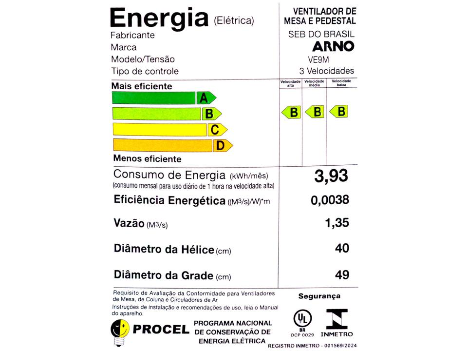 Ventilador 2 em 1 Arno X-Treme VE9M 40cm 9 Pás 3 Velocidades Preto e Azul Escuro - 24