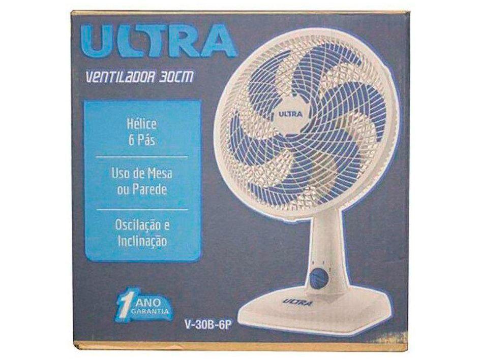 Ventilador 2 em 1 Ultra V-30B-6P 30cm 6 Pás 3 Velocidades Branco e Azul - 9