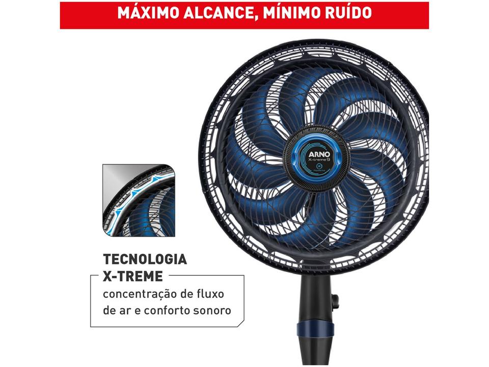 Ventilador de Coluna Arno X-Treme 9 Repelente VE95 40cm 9 Pás 3 Velocidades Preto e Azul Escuro 2720017499 - 2