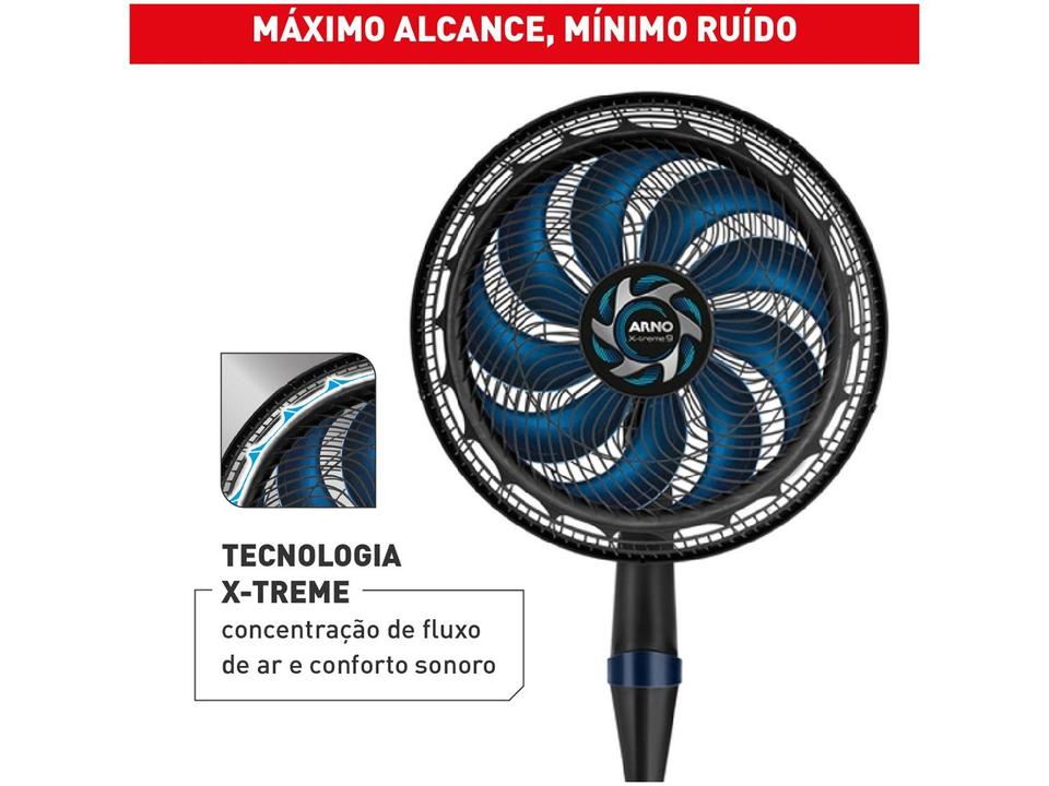 Ventilador de Coluna Arno X-Treme 9 VE9C 40cm 9 Pás 3 Velocidades Preto e Azul Escuro 2720018338 - 2